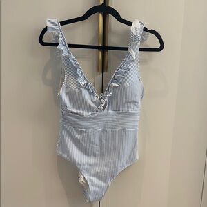 H&M - Striped Ruffle One-Piece Swimsuit